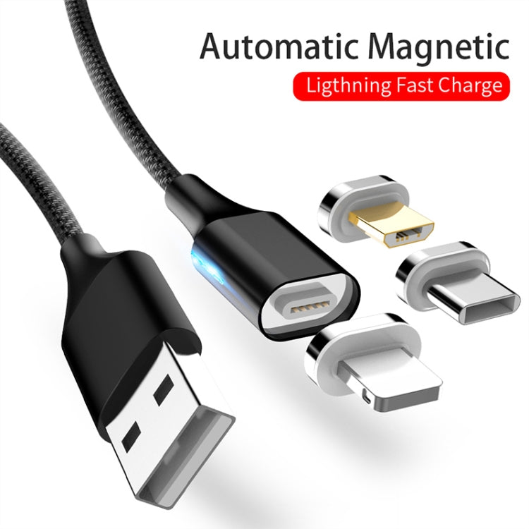 M11 3 in 1 5A USB to 8 Pin + Micro USB + USB-C / Type-C Nylon Braided Magnetic Data Cable, Cable Length: 1m, 8 Pin + Micro USB + USB-C / Type-C
