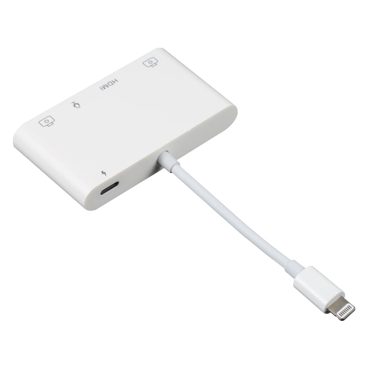 Adaptateur audio numérique OTG 4 en 1 8 broches vers double USB + AUX 3,5 mm + HDMI