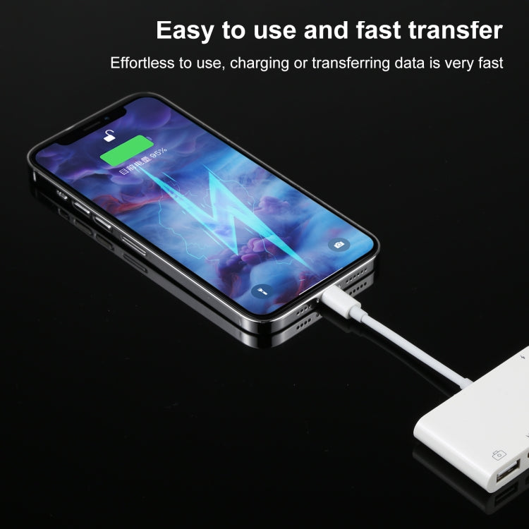 Adaptateur audio numérique OTG 4 en 1 8 broches vers double USB + AUX 3,5 mm + HDMI