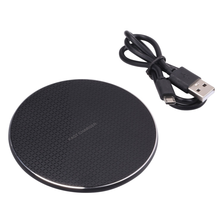 10W QI Plaid Pattern Round Metal Wireless Charger, 10W Metal