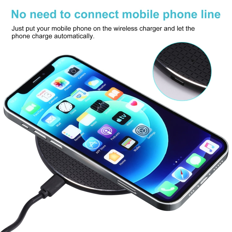 10W QI Plaid Pattern Round Metal Wireless Charger, 10W Metal