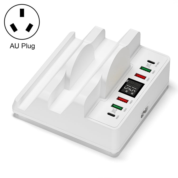 F6 Multifunctional Dual Wireless Charger with Phone Holder & Current Display, AU Plug