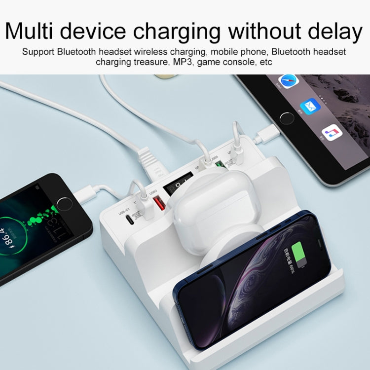 F6 Multifunctional Dual Wireless Charger with Phone Holder & Current Display, AU Plug