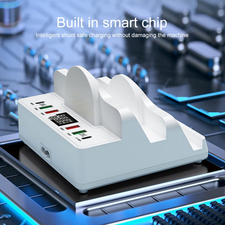 F6 Multifunctional Dual Wireless Charger with Phone Holder & Current Display, AU Plug