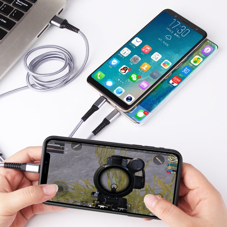 IVON CA39 2.4A Max 8 Pin + Type-C + Micro USB 3 in 1 Charging Cable, Length: 1.2m