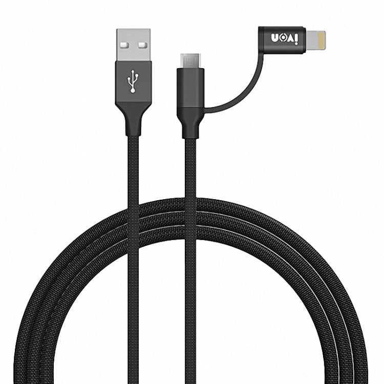 IVON CA51 2.4A USB to 8 Pin + Micro USB 2 in 1 Charging Sync Data Cable, Length: 1m, 8 Pin + Micro USB
