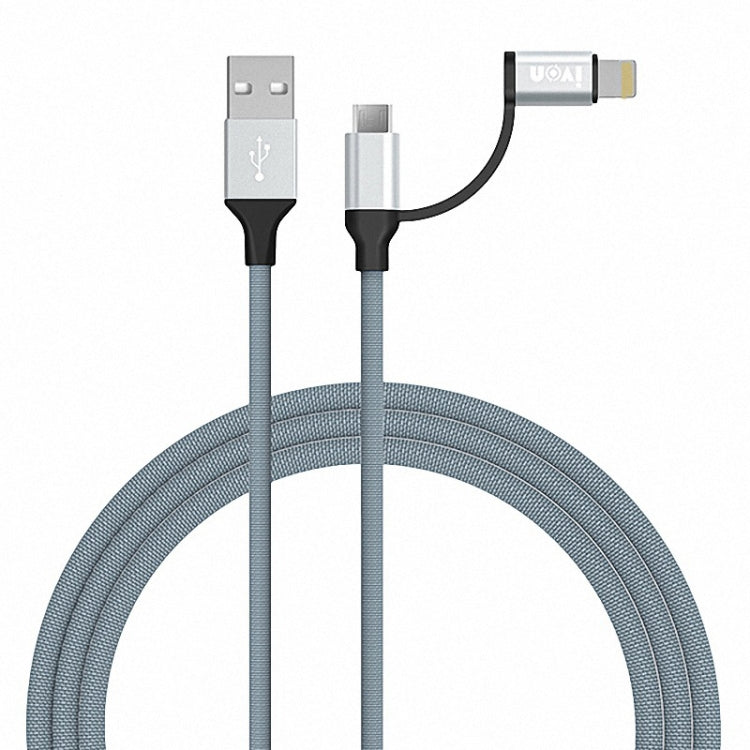 IVON CA51 2.4A USB to 8 Pin + Micro USB 2 in 1 Charging Sync Data Cable, Length: 1m, 8 Pin + Micro USB