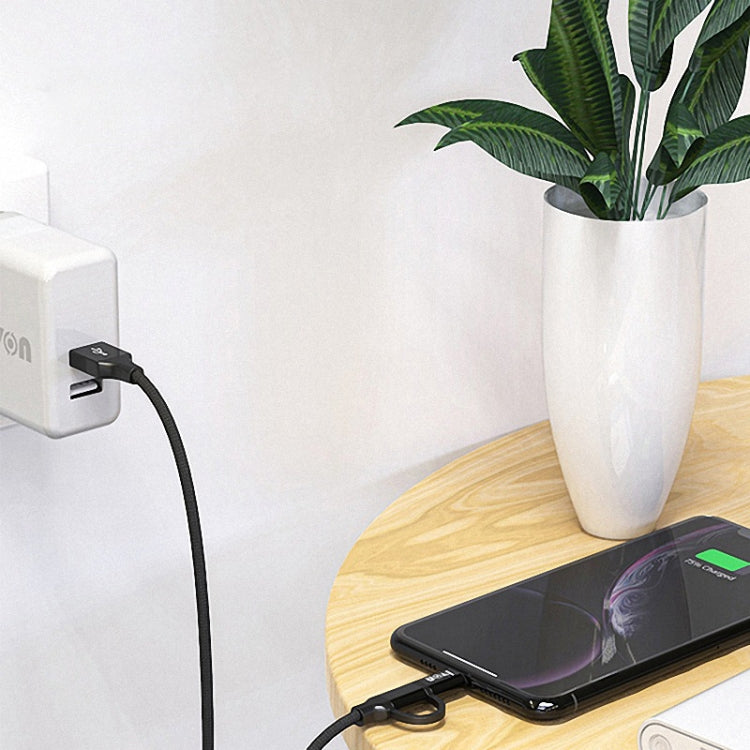 IVON CA51 2.4A USB to 8 Pin + Micro USB 2 in 1 Charging Sync Data Cable, Length: 1m, 8 Pin + Micro USB