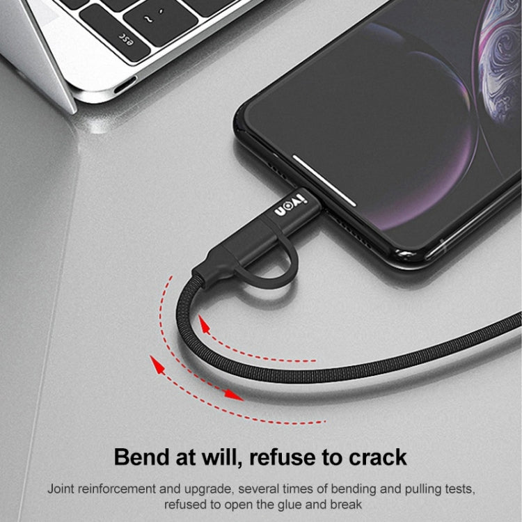 IVON CA51 2.4A USB to 8 Pin + Micro USB 2 in 1 Charging Sync Data Cable, Length: 1m, 8 Pin + Micro USB