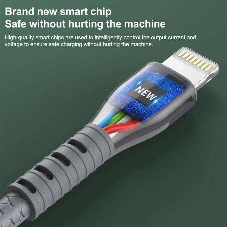 IVON CA92 2.4A Max USB to 8 Pin Rubber Fast Charging Data Cable, Length: 1.5m, 8 Pin