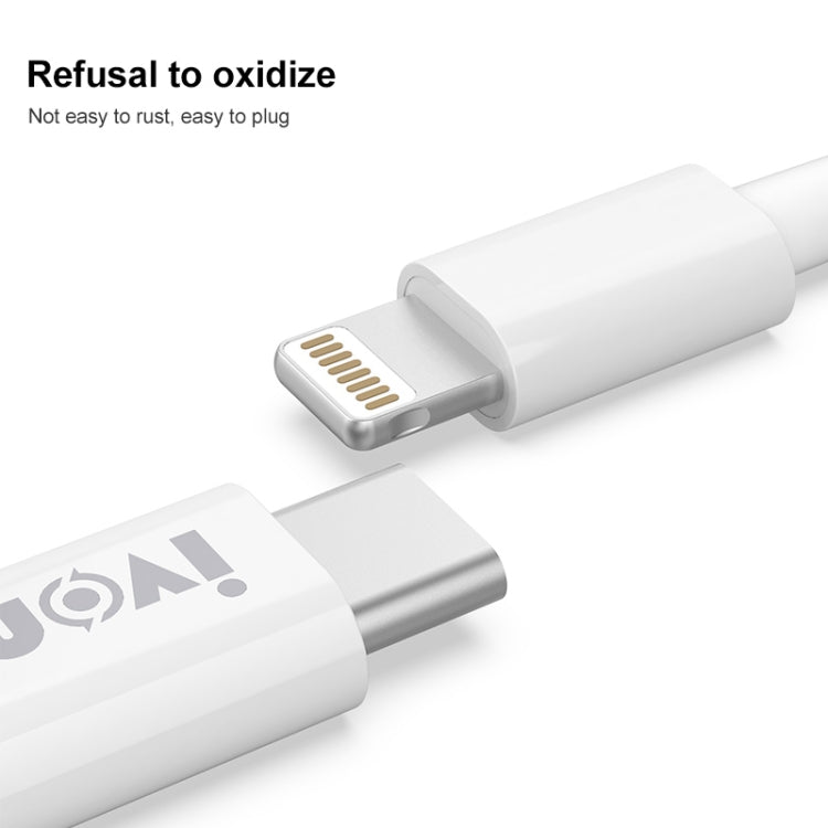 IVON CA93 20W PD USB-C / Type-C to 8 Pin TPE Fast Charging Data Cable, Cable Length: 1m