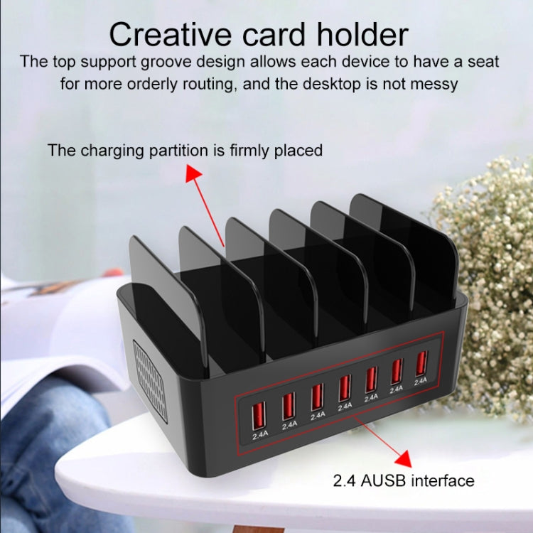 YFY-A52 100W 2.4A 7 x USB Ports Smart Charging Station with Phone & Tablet Stand, YFY-A52