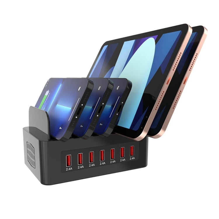 YFY-A52 100W 2.4A 7 x USB Ports Smart Charging Station with Phone & Tablet Stand, YFY-A52