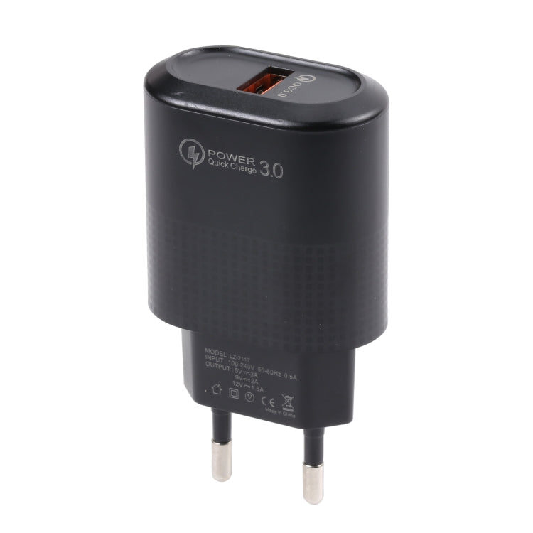 LZ-2117 18W QC3.0 3.1A USB Fast Charger, EU Plug, EU Plug