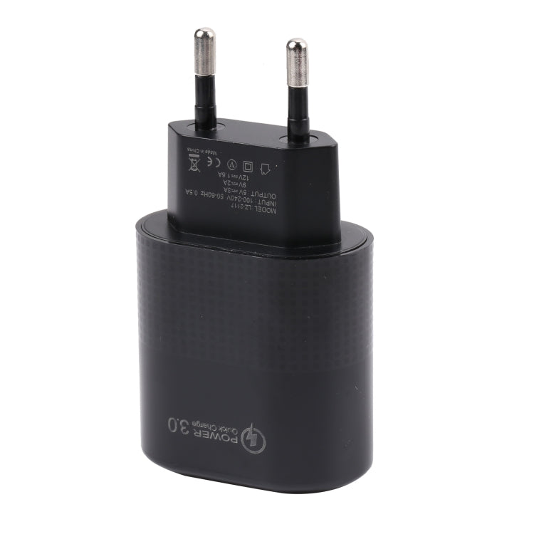 LZ-2117 18W QC3.0 3.1A USB Fast Charger, EU Plug, EU Plug