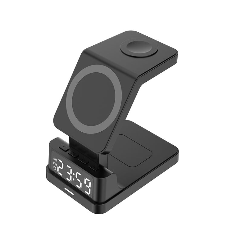 15W 4 in 1 Magnetic Clock Desktop Vertical Wireless Charger, 4 in 1