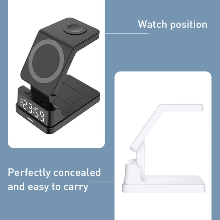 15W 4 in 1 Magnetic Clock Desktop Vertical Wireless Charger, 4 in 1