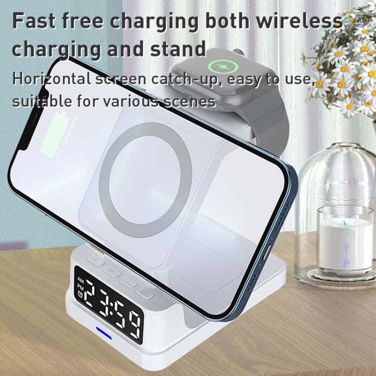 15W 4 in 1 Magnetic Clock Desktop Vertical Wireless Charger, 4 in 1