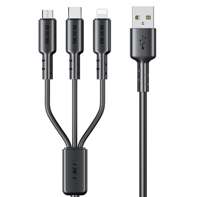 Câble de données 3 en 1 USB vers 8 broches + Type-C + Micro USB 3 A WEKOME WDC-02 Tidal Energy Series, longueur : 1,2 m