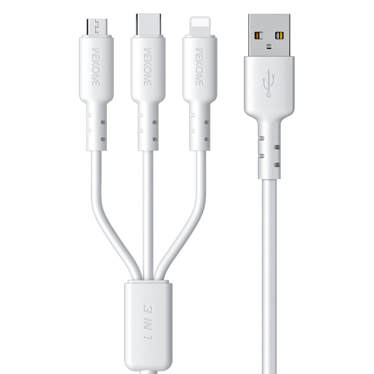 Câble de données 3 en 1 USB vers 8 broches + Type-C + Micro USB 3 A WEKOME WDC-02 Tidal Energy Series, longueur : 1,2 m