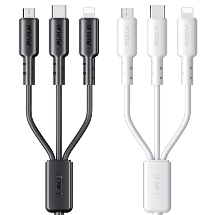 Câble de données 3 en 1 USB vers 8 broches + Type-C + Micro USB 3 A WEKOME WDC-02 Tidal Energy Series, longueur : 1,2 m