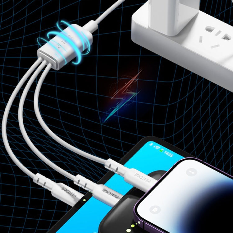 Câble de données 3 en 1 USB vers 8 broches + Type-C + Micro USB 3 A WEKOME WDC-02 Tidal Energy Series, longueur : 1,2 m