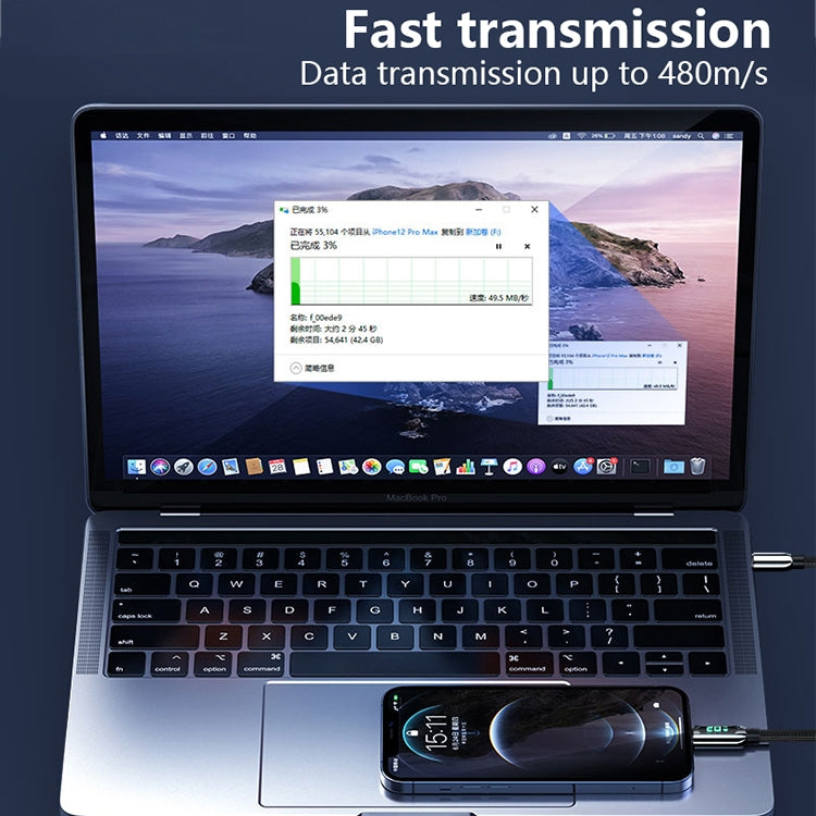 Mutural Li-CC004 1.2m 10W Digital Display USB to 8 Pin Charging Data Cable, USB to 8 Pin