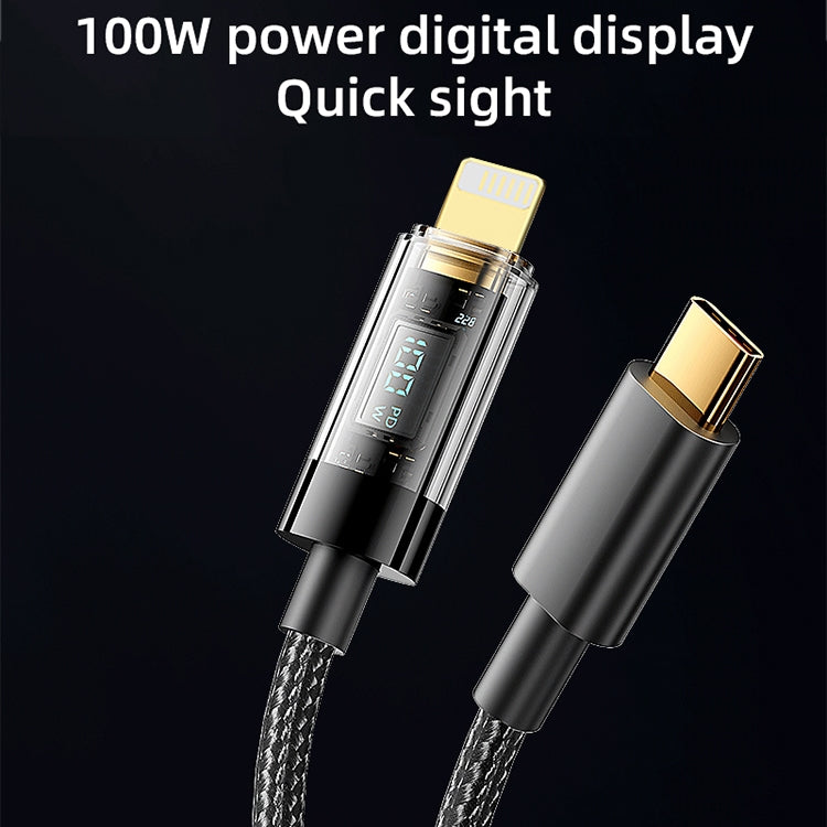 Mutural Li-CC005 1.2m PD20W Transparent Digital Display USB-C / Type-C to 8 Pin Charging Data Cable, Type-C to 8 Pin