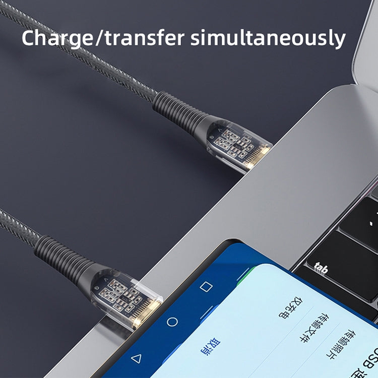 Mutural Li-CC010 1.2m PD20W Transparent USB-C / Type-C to 8 Pin Charging Data Cable, Type-C to 8 Pin
