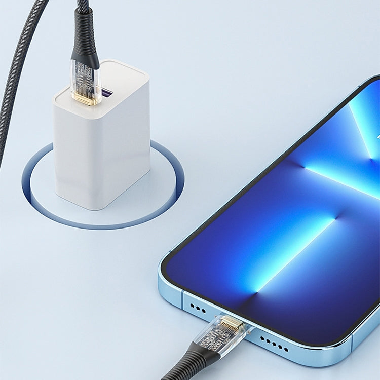 Mutural Li-CC010 1.2m PD20W Transparent USB-C / Type-C to 8 Pin Charging Data Cable, Type-C to 8 Pin