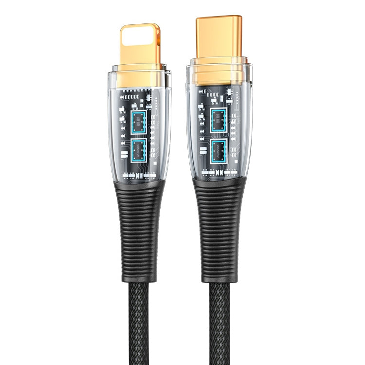 Mutural Li-CC010 1.2m PD20W Transparent USB-C / Type-C to 8 Pin Charging Data Cable, Type-C to 8 Pin
