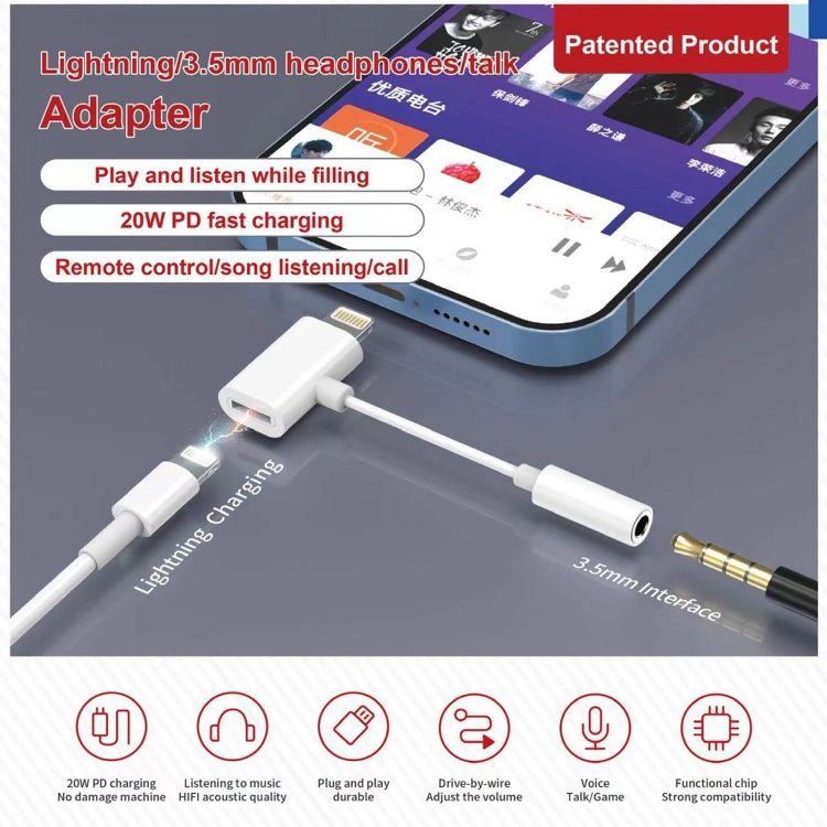 JBC-191 PD20W 8 Pin to 8 Pin+3.5mm Earphone Interface Adapter, Support Charging / Calling, JBC-191