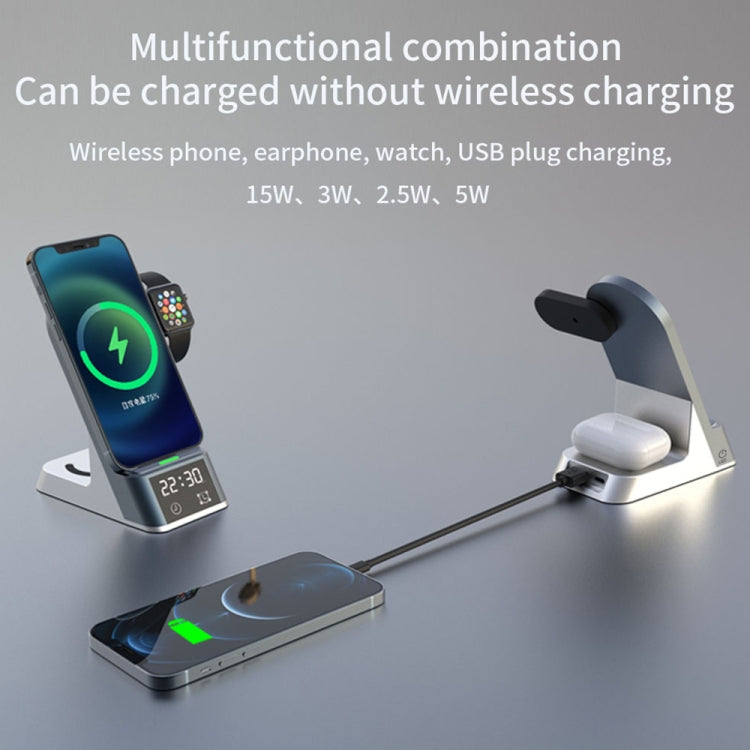 H35 6 in 1 15W Digital Display Magsafe Magnetic Wireless Charger with Alarm Clock Function, H35