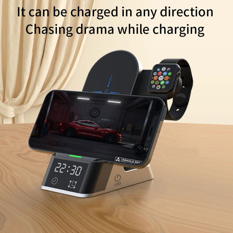 H35 6 in 1 15W Digital Display Magsafe Magnetic Wireless Charger with Alarm Clock Function, H35