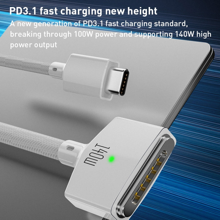 140W USB-C / Type-C to MagSafe 3 Nylon Braided Magnetic Charging Cable, Length: 2m, 140W White, 140W Blue