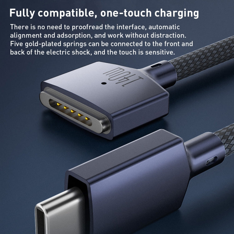 140W USB-C / Type-C to MagSafe 3 Nylon Braided Magnetic Charging Cable, Length: 2m, 140W White, 140W Blue