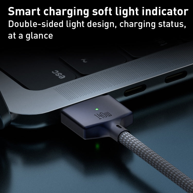 140W USB-C / Type-C to MagSafe 3 Nylon Braided Magnetic Charging Cable, Length: 2m
