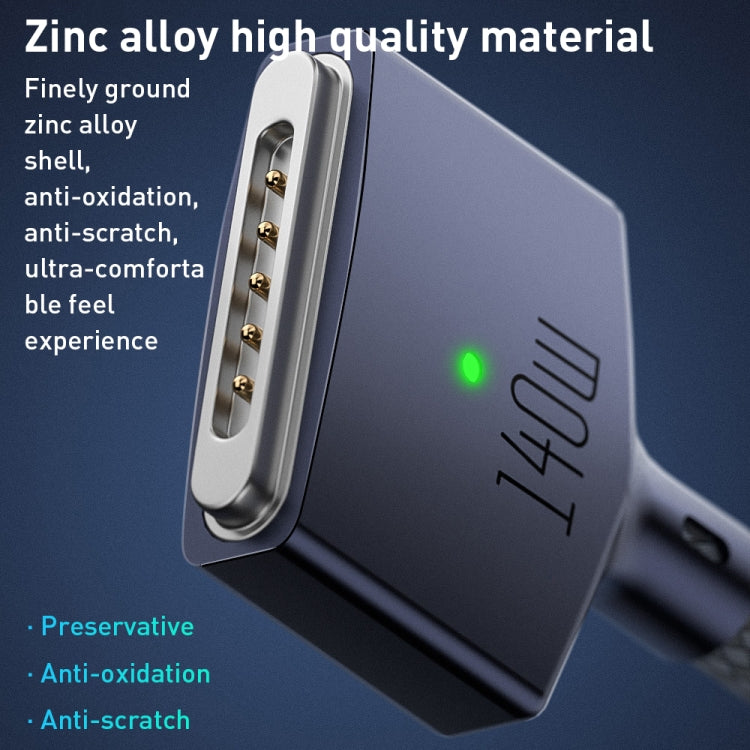 140W USB-C / Type-C to MagSafe 3 Nylon Braided Magnetic Charging Cable, Length: 2m