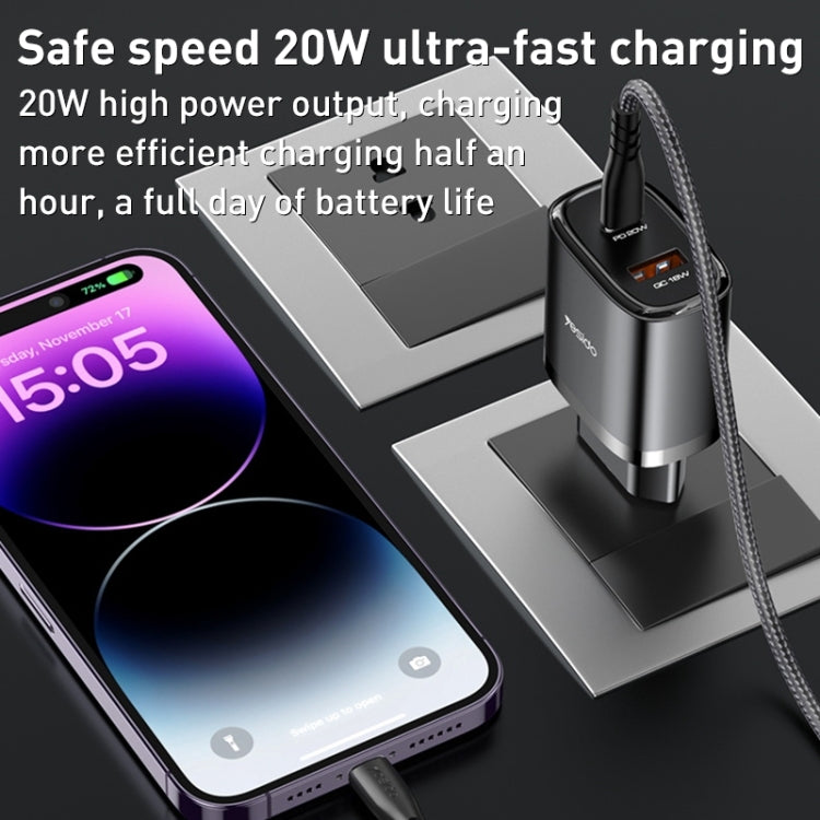 Chargeur de voyage USB-C/Type-C Yesido YC47 avec câble USB-C/Type-C vers 8 broches de 1 m, prise UE, YC47 noir, YC47 blanc