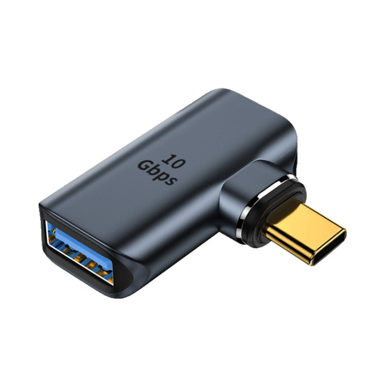 Adaptateur de charge magnétique USB femelle 10 Gbit/s vers USB-C/Type-C mâle, courbure latérale (gris), courbure latérale (argent)