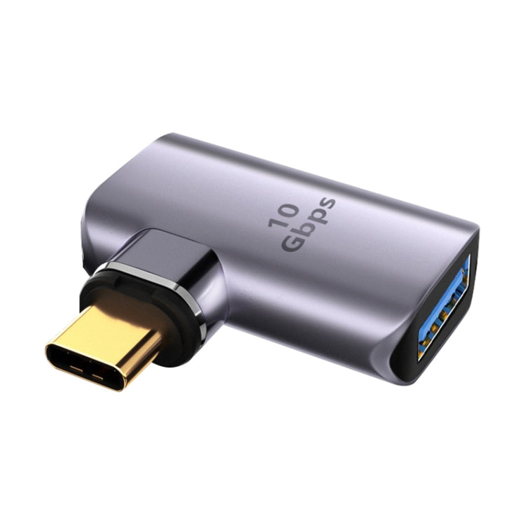 Adaptateur de charge magnétique USB femelle 10 Gbit/s vers USB-C/Type-C mâle, courbure latérale (gris), courbure latérale (argent)