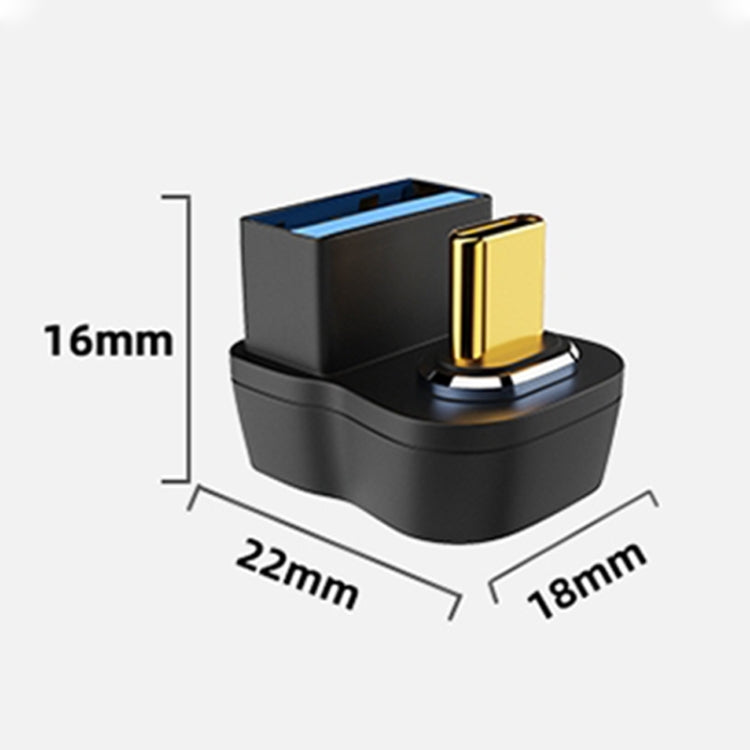 Adaptateur de charge coudé magnétique en U USB femelle 10 Gbit/s vers USB-C/Type-C mâle, coude en U