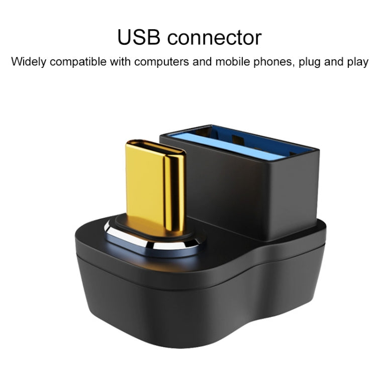 10 Gbps USB Female to USB-C/Type-C Male U-Shaped Magnetic Elbow Charging Adapter, U-Shaped Elbow