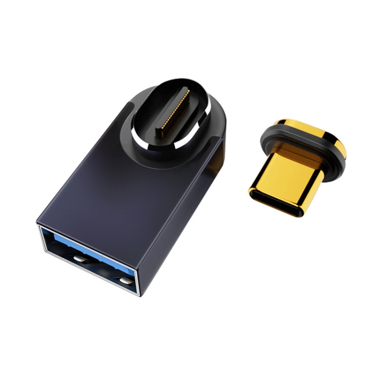 Adaptateur de charge magnétique coudé moyen USB femelle vers Type-C mâle 10 Gbit/s, coude moyen