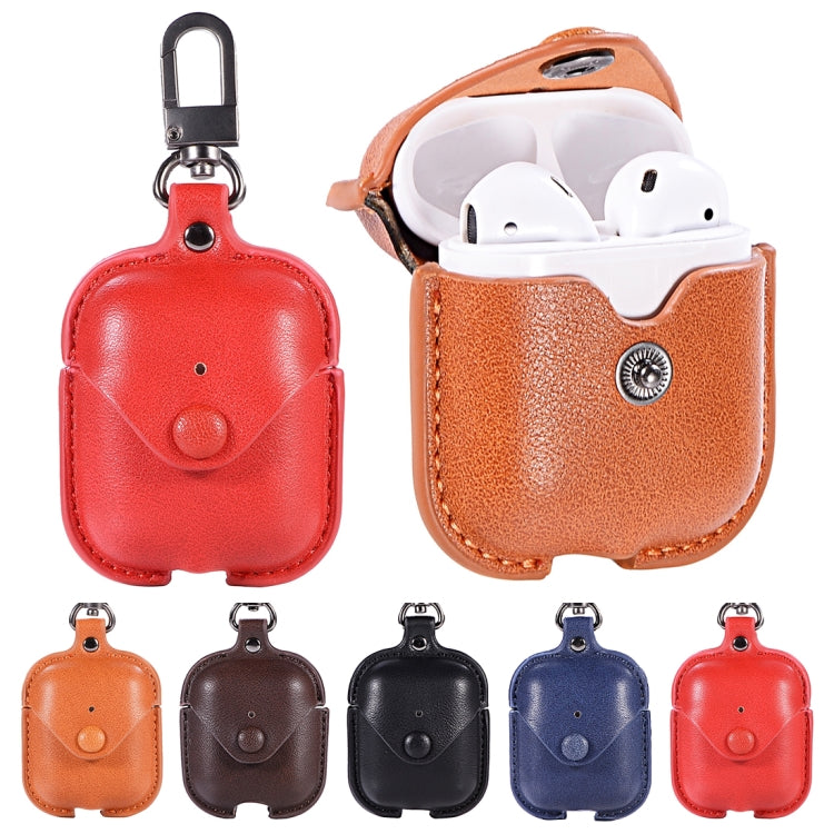 PU Leather Wireless Bluetooth Earphone Protective Case for Apple AirPods 1 / 2, with Metal Buckle, For Apple AirPods 1 / 2