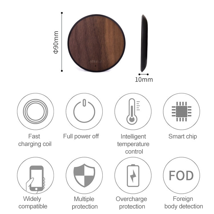 Musor 2 PCS 10W Phone Fast Charging Walnut Wireless Charger