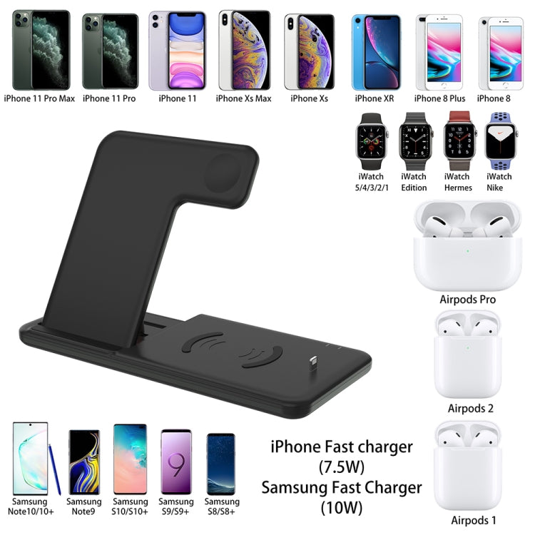 Q20 4 In 1 Wireless Charger Charging Holder Stand Station For iPhone / Apple Watch / AirPods, Support Dual Phones Charging, Wireless Charger