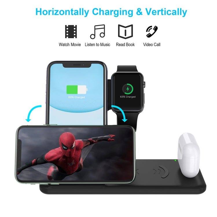 Q20 4 In 1 Wireless Charger Charging Holder Stand Station with Adapter For iPhone / Apple Watch / AirPods, Support Dual Phones Charging, Wireless Charger with Adapter