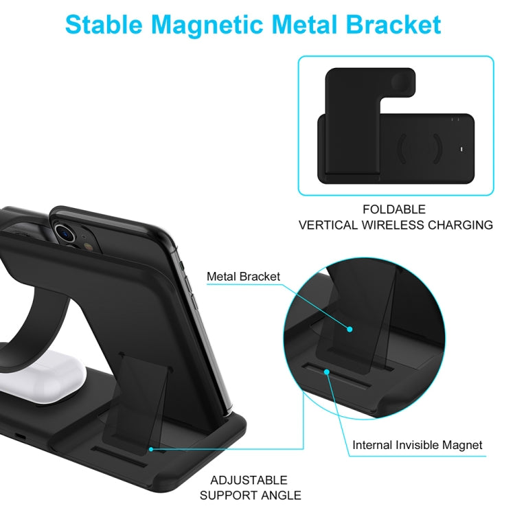 Q20 4 In 1 Wireless Charger Charging Holder Stand Station with Adapter For iPhone / Apple Watch / AirPods, Support Dual Phones Charging, Wireless Charger with Adapter