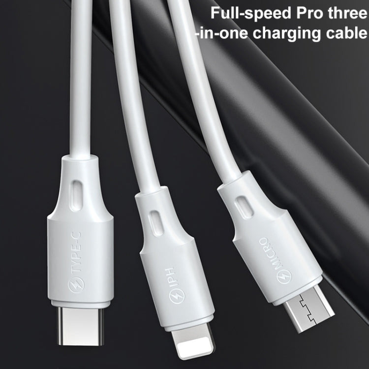 WK WDC-103 3A 3 In 1 8 Pin + Micro USB + Type-C / USB-C Fullspeed Pro Charging Data Cable, Length: 1.15m